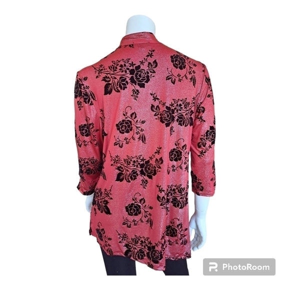 Champagne ! pink blouse with velvet black flowers embroidery details style asian - Picture 4 of 11